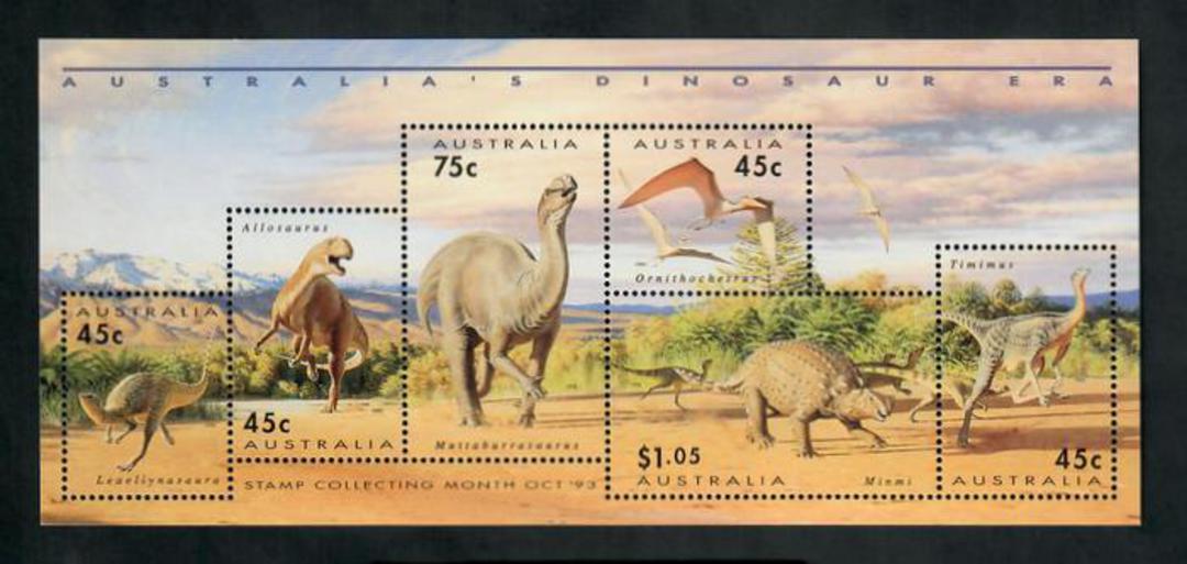 AUSTRALIA 1993 Prehistoric Animals.  Set of 6 and miniature sheet in presntation pack. - 50984 - UHM image 0