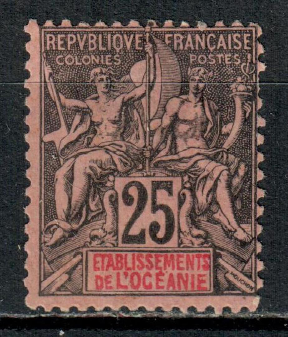 FRENCH OCEANIC SETTLEMENTS 1892 Definitive "Tablet" type 25c Black on rose. - 75904 - MNG image 0