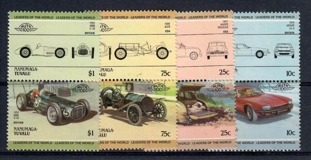 NANUMAGA 1985 Automobiles. Third series. Set of 8 in joined pairs. - 21086 - UHM image 0