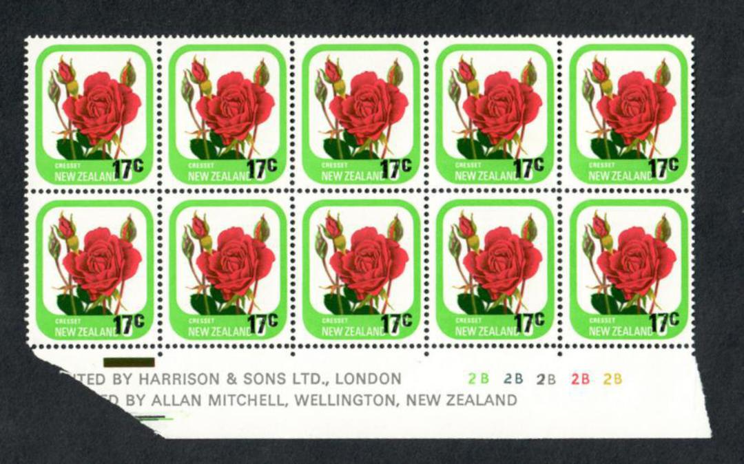 NEW ZEALAND 1979 Provisional 17c on 6c Rose. Plate 2B2B2B2B2B. - 15027 - UHM image 0