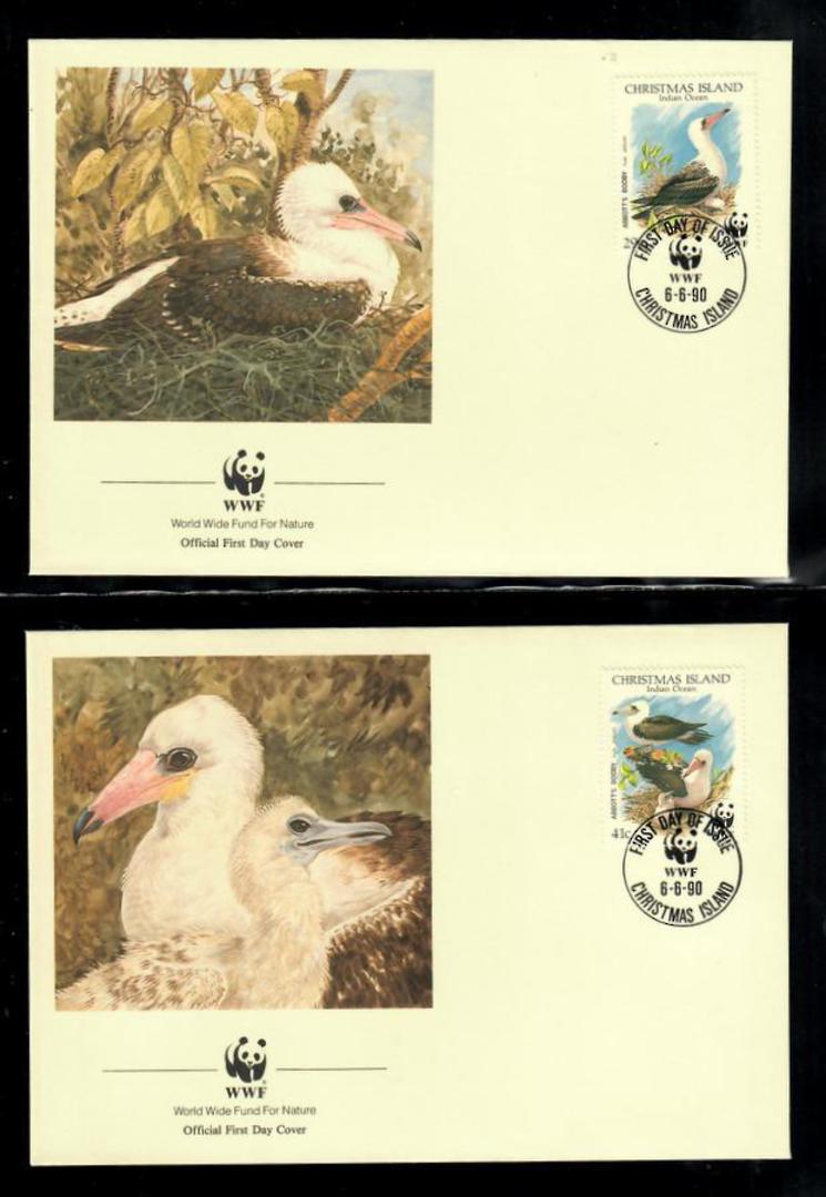 CHRISTMAS ISLAND 1990 World Wildlife Fund. Abbott's Booby. Set of 4 in mint never hinged and on first day covers with 6 pages of image 2