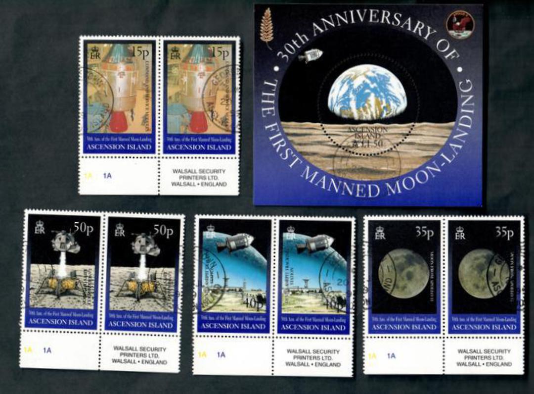 ASCENSION 1999 30th Anniversary of the First Manned landing on the Moon. Set of 4 and miniature sheet. - 50479 - VFU image 0