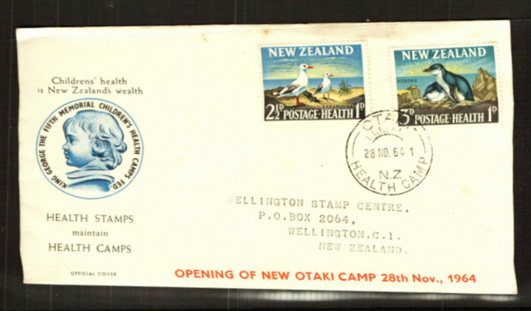 NEW ZEALAND 1964 Health on cover Opening of the New Otaki Health Camp 28/11/64. - 36554 - FDC image 0
