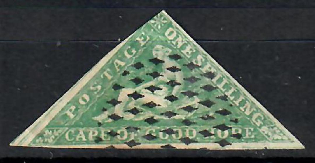 CAPE OF GOOD HOPE 1855 Triangle 1/- Bright Yellow - Green on white paper. Has full margins except for a touch at the top. Reason image 0