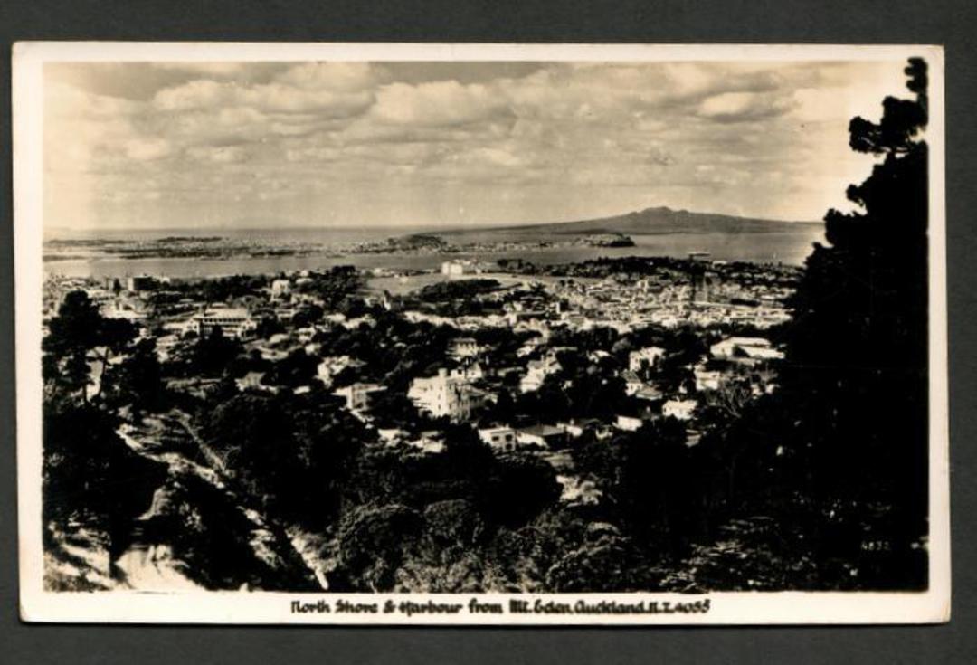 Real Photograph by A B Hurst & Son of North Shore and Harbour from Mt Eden. - 45480 - Postcard image 0