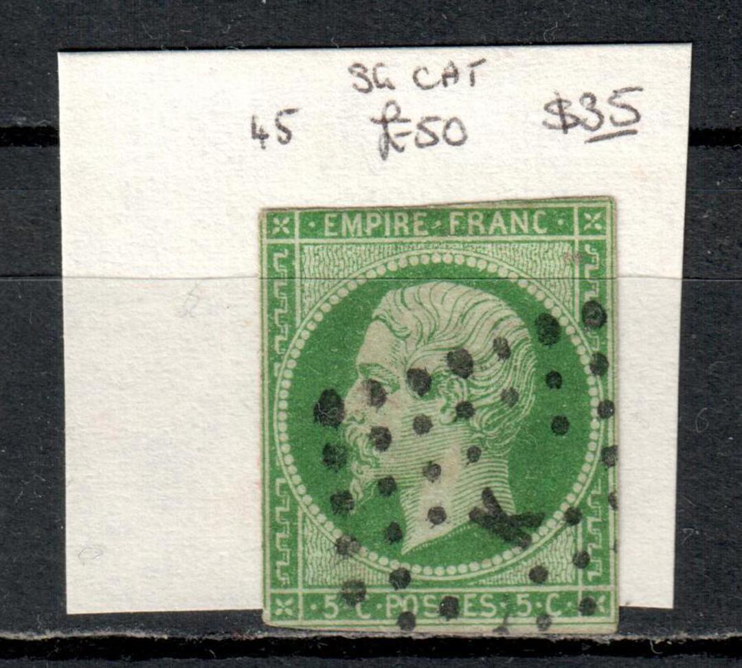 FRANCE 1853 Definitive 5c Light Green on greenish. Three margins touching at top. - 76234 - FU image 0