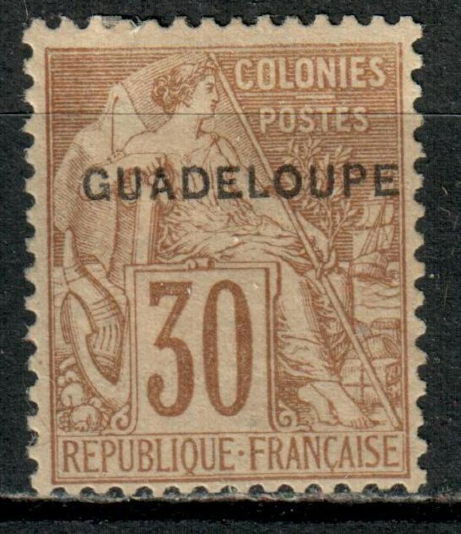GUADELOUPE 1891 Definitive Surcharge on Type J of French Colonies (General Issues) 30c Cinnamon on drab. - 75892 - Mint image 0