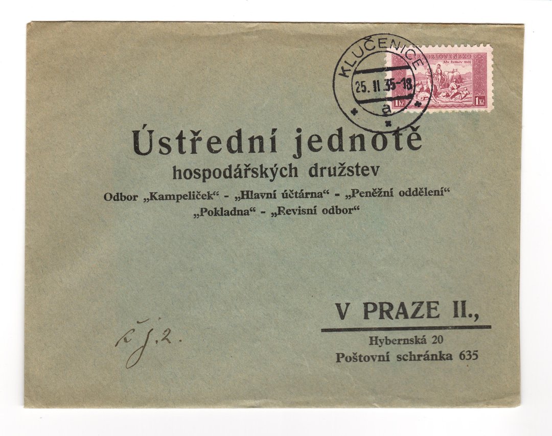 CZECHOSLOVAKIA 1935 Letter from Klucenice to Praze. - 30917 - PostalHist image 0