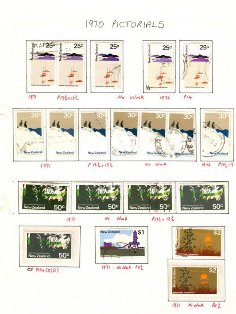 NEW ZEALAND 1970 Pictorials. Written up collection on 7 pages. At least 27 flaws. Includes CP P6a(X) in both UHM and FU CP $900) image 6