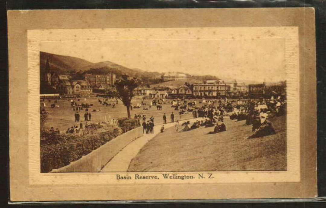Sepia postcard of Basin Reserve Wellington. - 47696 - Postcard image 0