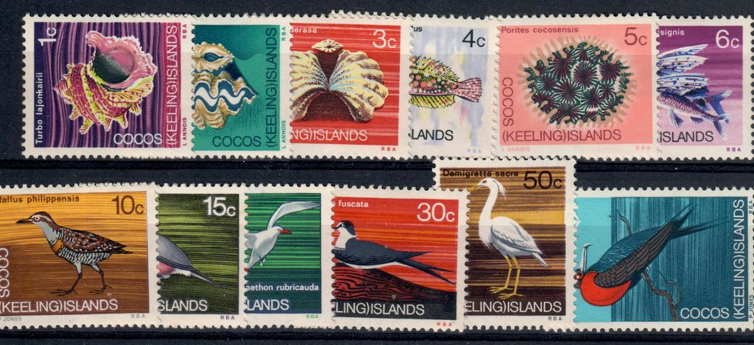 COCOS (KEELING) ISLANDS 1969 Definitive Set of 12. Thematic Birds and  Fish. LHM  Scott 8-19 $US 11.10. - 21095 - LHM image 0