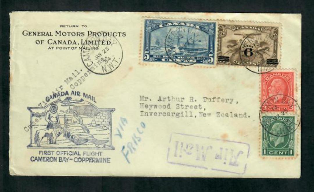 CANADA 1934 First Official Flight from Cameron Bay ( North-West Territories to Coppermine then to New Zealand. - 30872 - PostalH image 0