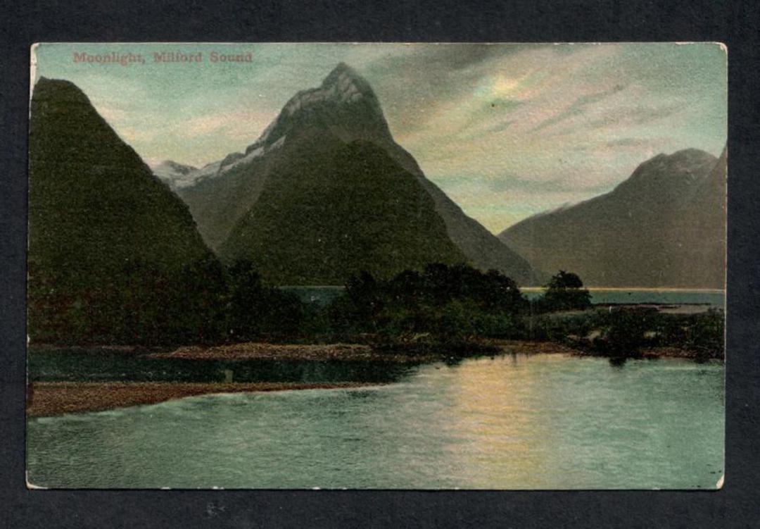 Coloured Postcard by Pringle of Mitre Peak Milford Sound evening. - 49877 - Postcard image 0
