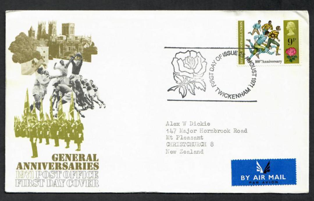 GREAT BRITAIN 1971Rugby on first day cover postmarked TWICKENHAM. - 130324 - FDC image 0
