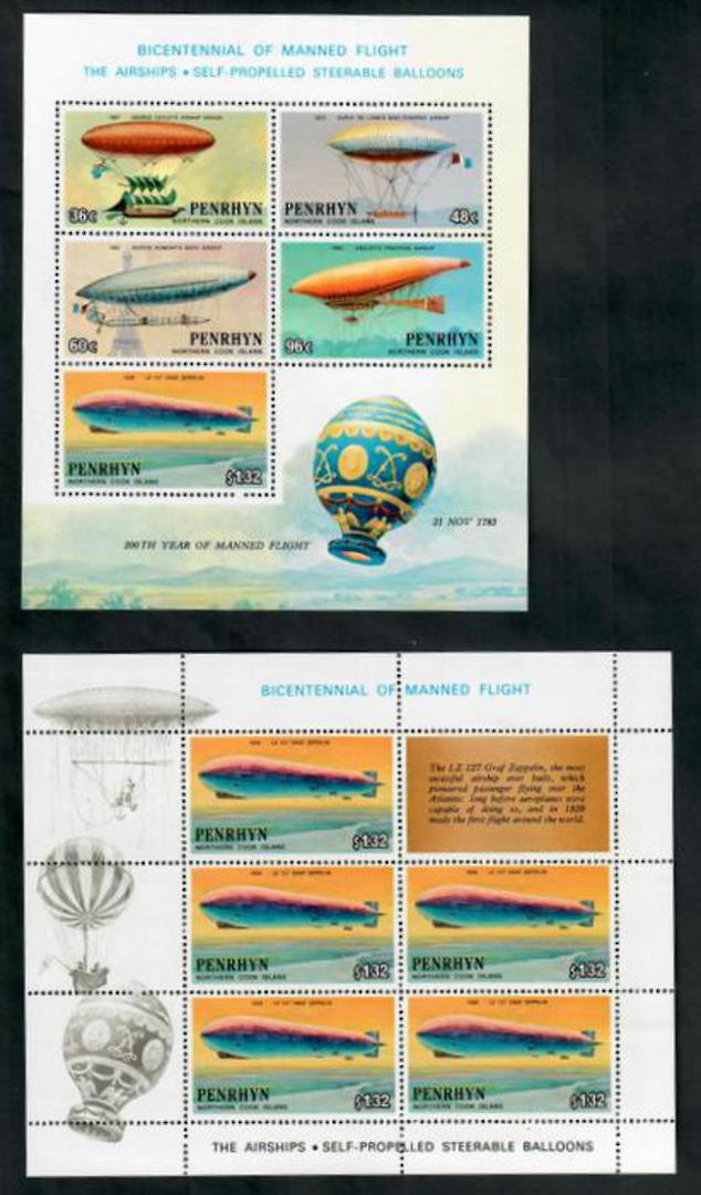 PENRHYN 1983 Bicentenary of Manned Flight. Set of 5 sheetlets and miniature sheet. - 50842 - UHM image 0