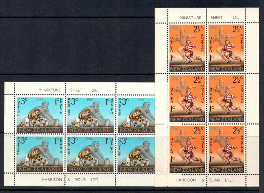 NEW ZEALAND 1967 Health set of 2 Miniature Sheets Rugby. - 12667 - UHM image 0