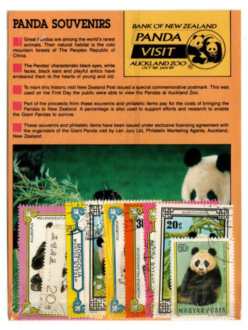 NEW ZEALAND 1988 Giant Panda Visit to New Zealand. 2 miniature sheets and one miniature sheet on cover. - 100754 - image 1