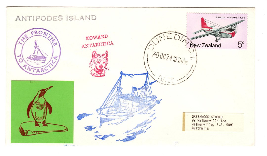 NEW ZEALAND 1974 Antipodes Island Cover with Cinderella. - 30925 - PostalHist image 0