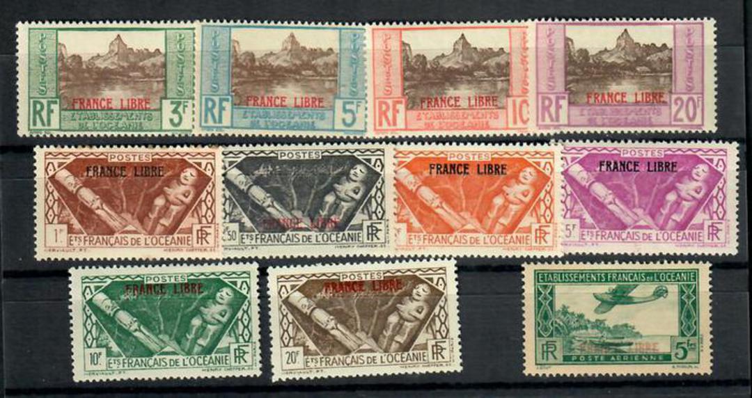 FRENCH OCEANIC SETTLEMENTS 1941 Adherence to General de Gaulle Overprints. Set of 11. Most lightly hinged but some never hinged. image 0