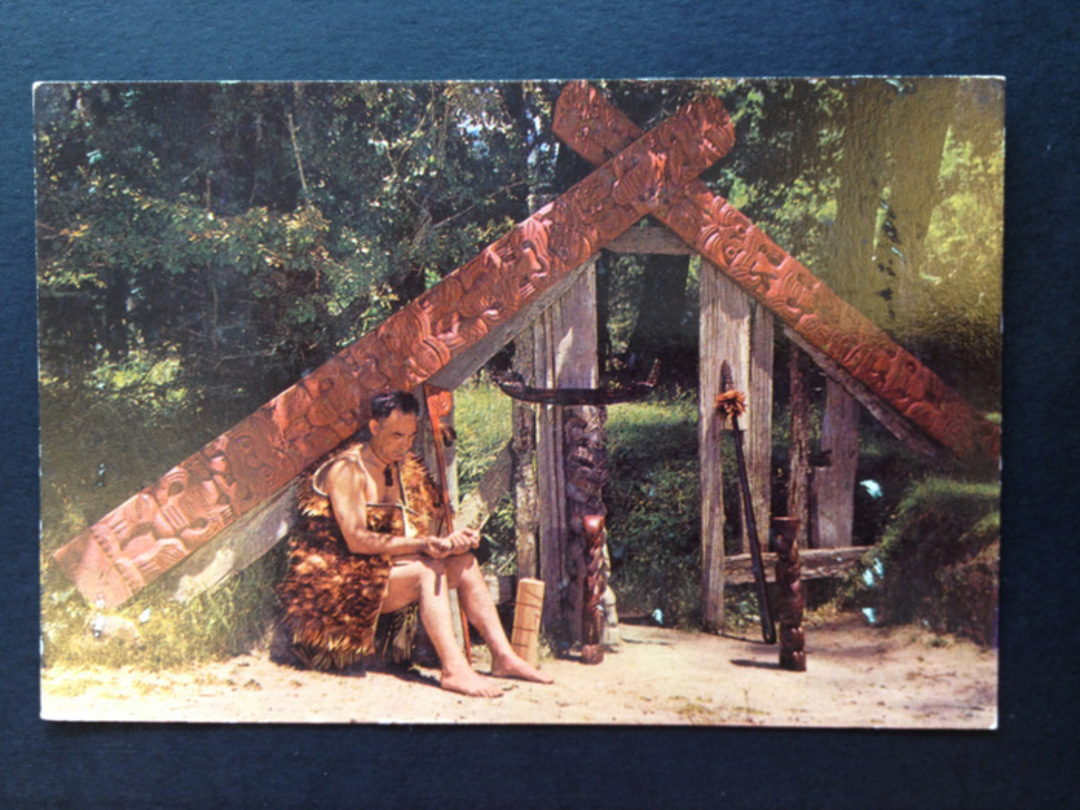 Modern Coloured Postcard by Gladys Goodall of Maori Carver Buried Village. - 450063 - image 0