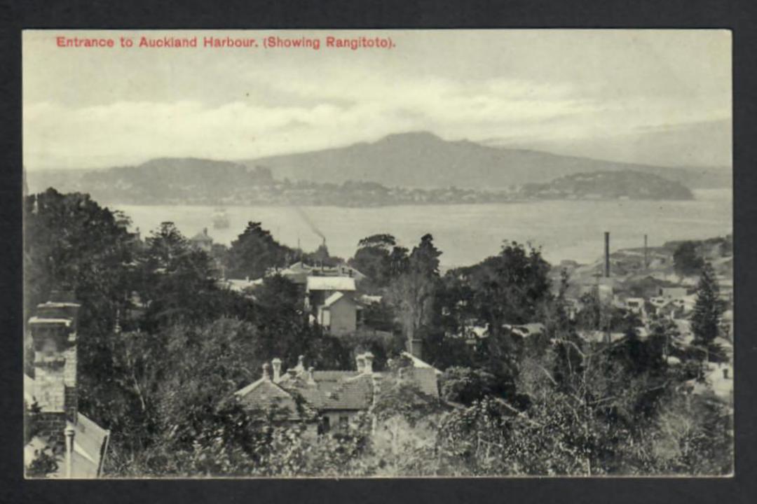 Postcard of Entrance to Auckland Harbour showing Rangitoto. - 45316 - Postcard image 0