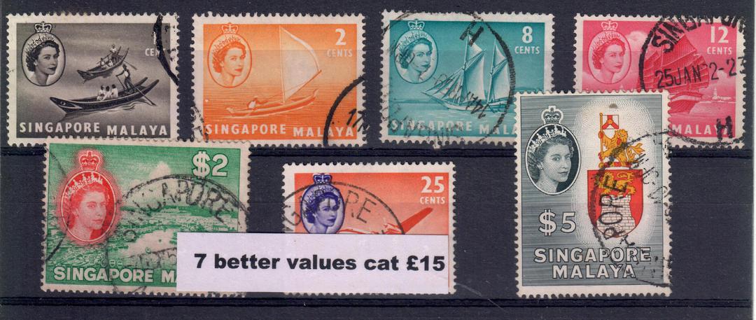 SINGAPORE 1955 Definitives. Selection of the better values including the $2 and $5. - 20928 - FU image 0