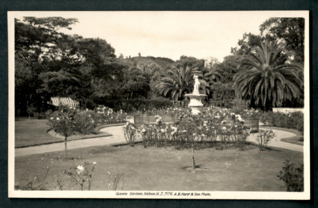 Real Photograph by A B Hurst & Son of Queens Gardens Nelson. - 48672 - Postcard image 0