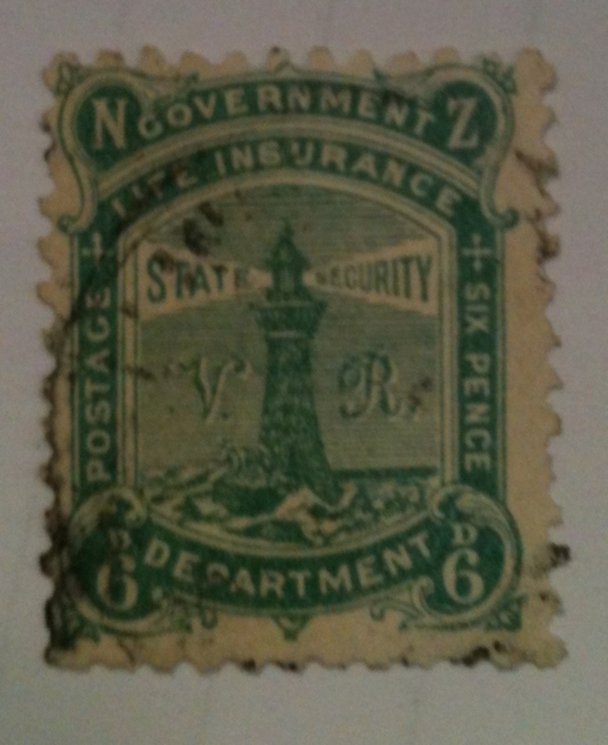 NEW ZEALAND 1891 Life Insurance 6d Green. Very fine. - 71907 - FU image 0