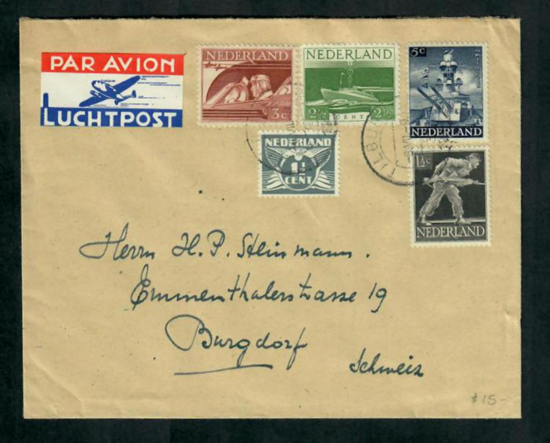 NETHERLANDS 1944 Airmail Cover from Tilburg to Burgdorf Switzerland with stamps from the 1944 Independance Restored set. - 31278 image 0