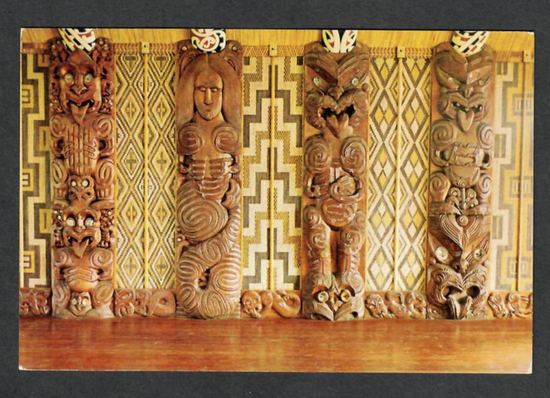 Modern Coloured Postcard by Gladys Goodall of Carved Panels Waitangi. - 444129 - Postcard image 0