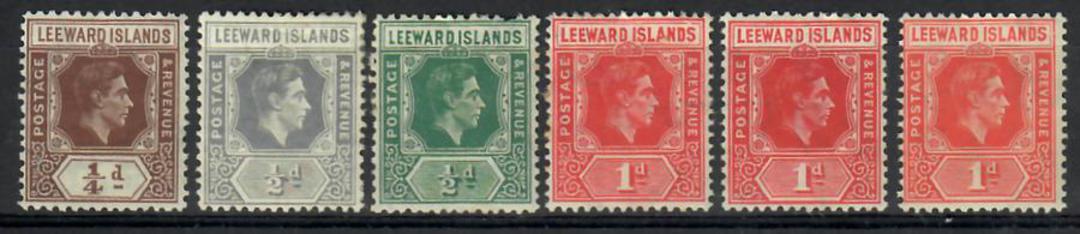 LEEWARD ISLANDS 1938 Geo 6th Definitives The 3 low values identified in different shades. 7 stamps. Ask for a scan. - 22478 - LH image 0