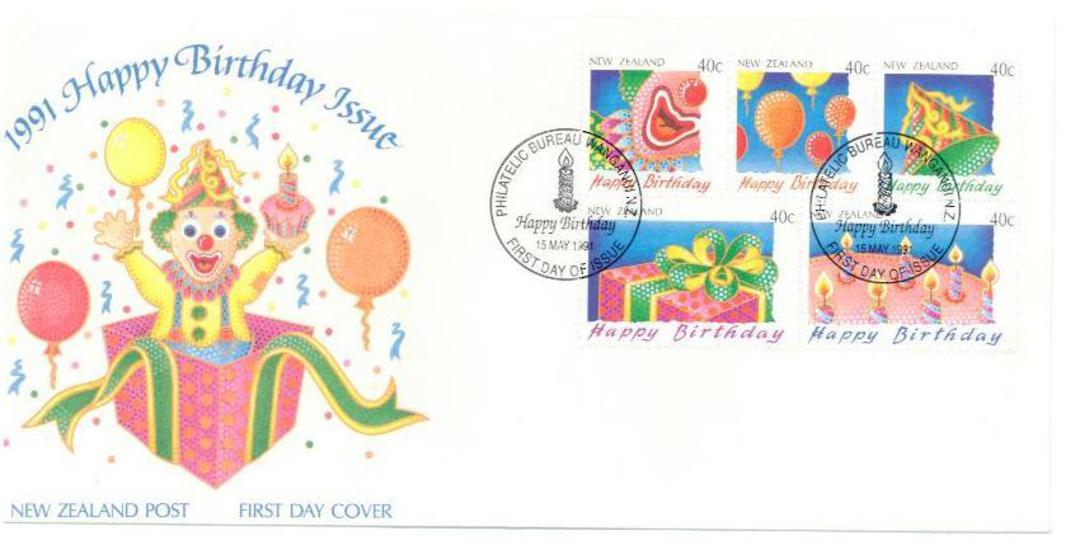 NEW ZEALAND 1991 Happy Birthday 40c. Booklet Pane on first day cover. - 520985 - FDC image 0