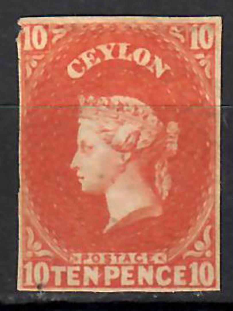 CEYLON 1857 Victoria 1st 10d Vermilion. Excellent margins. - 70909 - Mint image 0