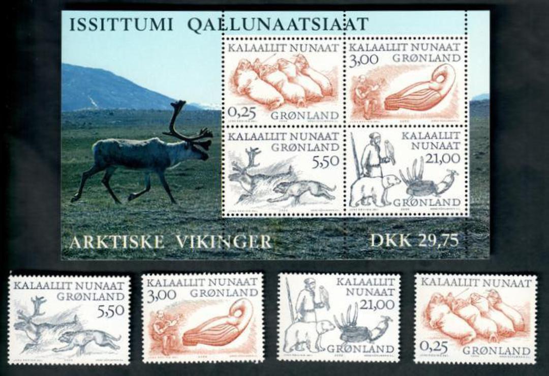 GREENLAND 2000 Greenland Vikings. Second series. Set of 4 and miniature sheet. - 50456 - UHM image 0