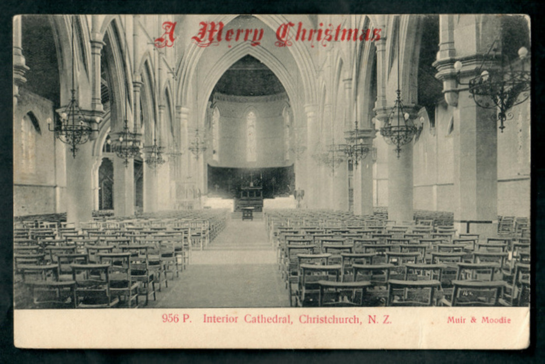 Postcard of the Interior of Christchurch Cathedral. " A Merry Christmas". - 48544 - Postcard image 0