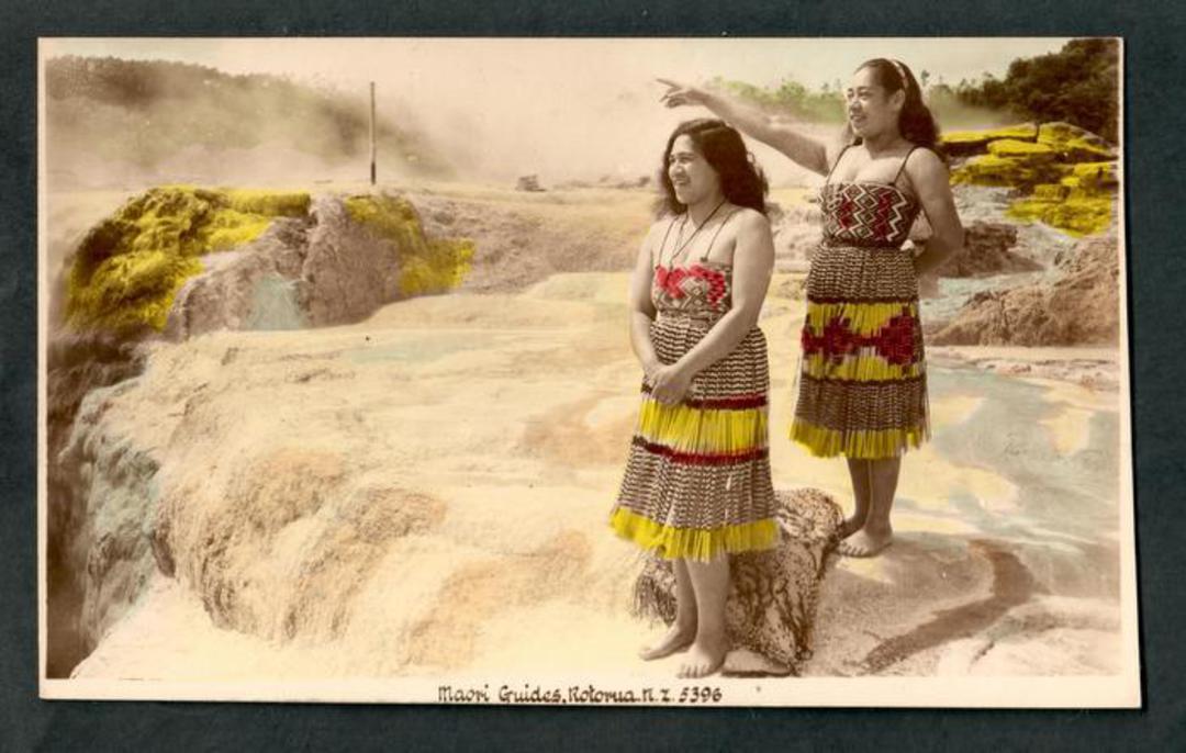 Tinted Real Photograph by A B Hurst & Son of Maori Guides Rotorua. - 49569 - Postcard image 0