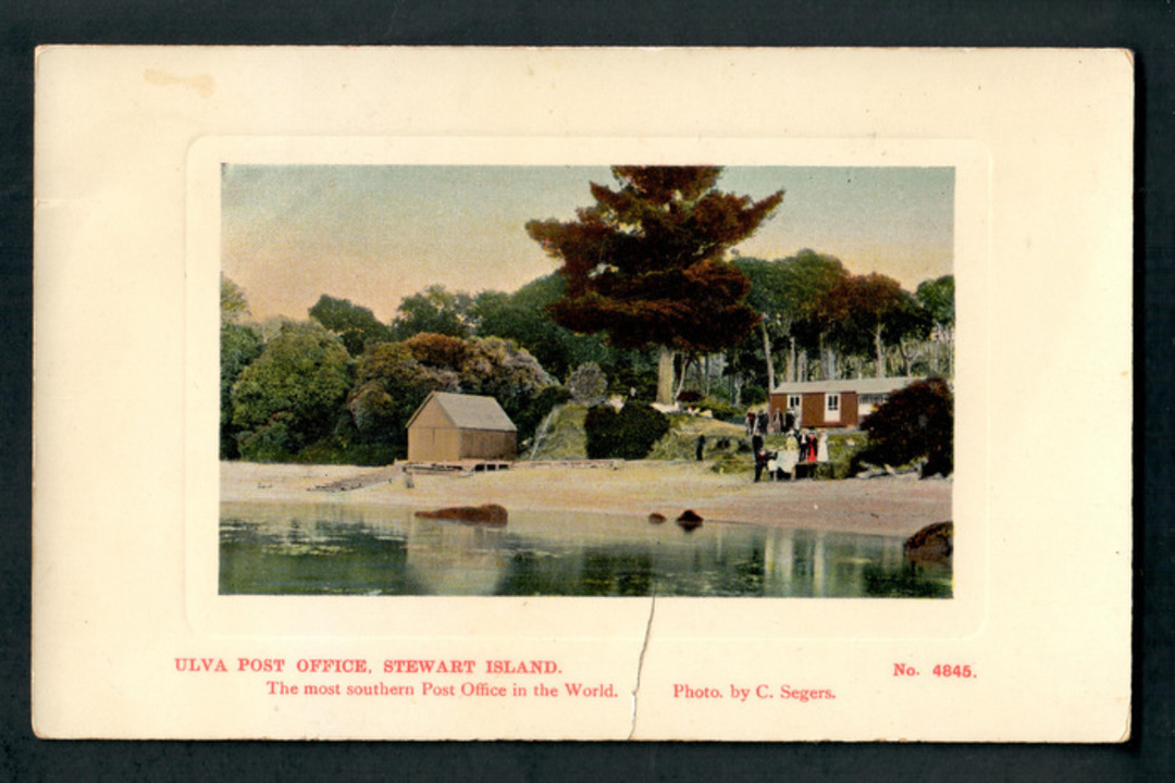 Coloured Postcard of Post Office (Ulva Island) Stewart Island. Tear at bottom. - 249316 - Postcard image 0