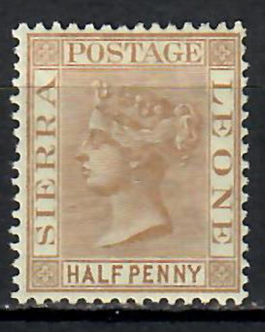 SIERRA LEONE 1883 Definitive ½d Brown. Wmk Crown CA. Very fine copy. Light hinging. No toning. Crisp and clean. - 70964 - LHM image 0