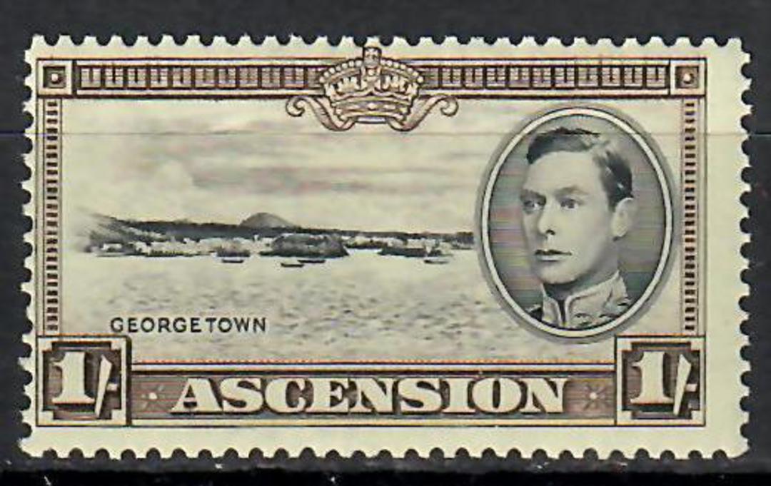 ASCENSION 1938 Geo 6th Definitive 1/- Black and Sepia. Perf 13½. - 70683 - Mint image 0