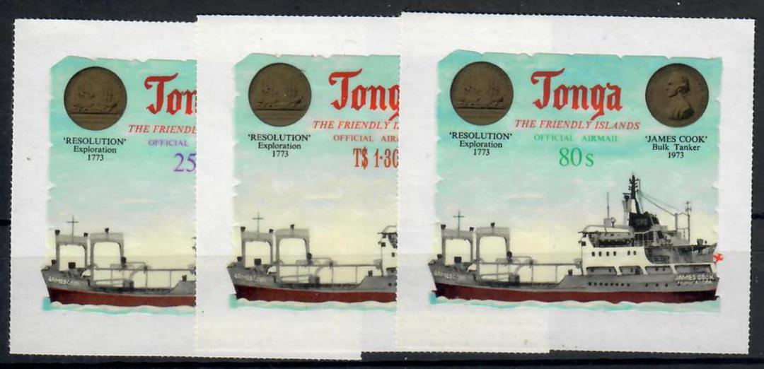 TONGA 1973 Bicentenary of the Visit of Captain James Cook to Tonga. Set of 3 official airmail values. - 22024 - UHM image 0