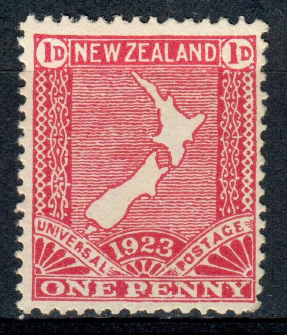 NEW ZEALAND 1923 1d Map. Cowan paper. CP S16c $60.00. Stated by vendor to have flaws. - 4314 - UHM image 0