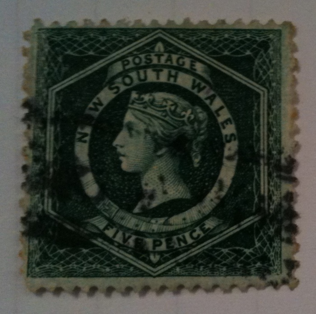 NEW SOUTH WALES 1871 Victoria 1st Definitive 5d Bluish Green. Perf 12 (11.75 x 11.5) - 72549 - Used image 0