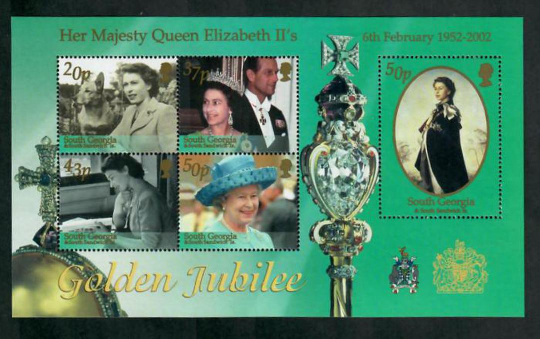 SOUTH GEORGIA and SOUTH SANDWICH ISLANDS 2002 Golden Jubilee of Elizabeth 2nd and Prince Philip. Set of 4 and miniature sheet. - image 0