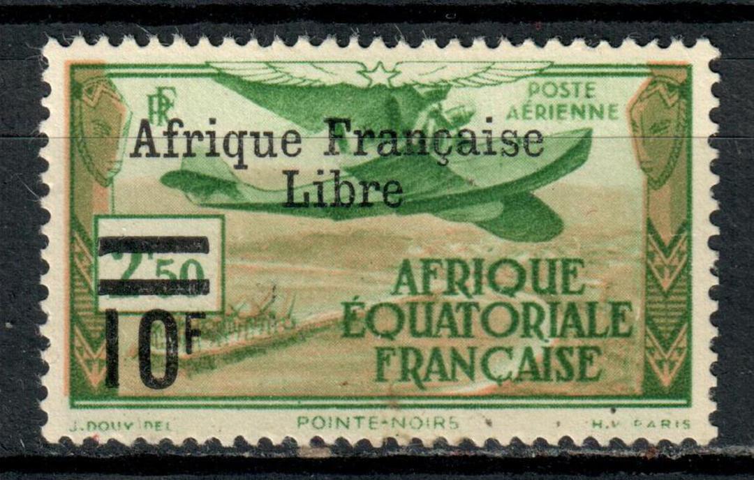 FRENCH EQUATORIAL AFRICA 1940 Adherence to General de Gaulle Airmail 10fr on 2fr50 Green and Flesh. - 75989 - LHM image 0