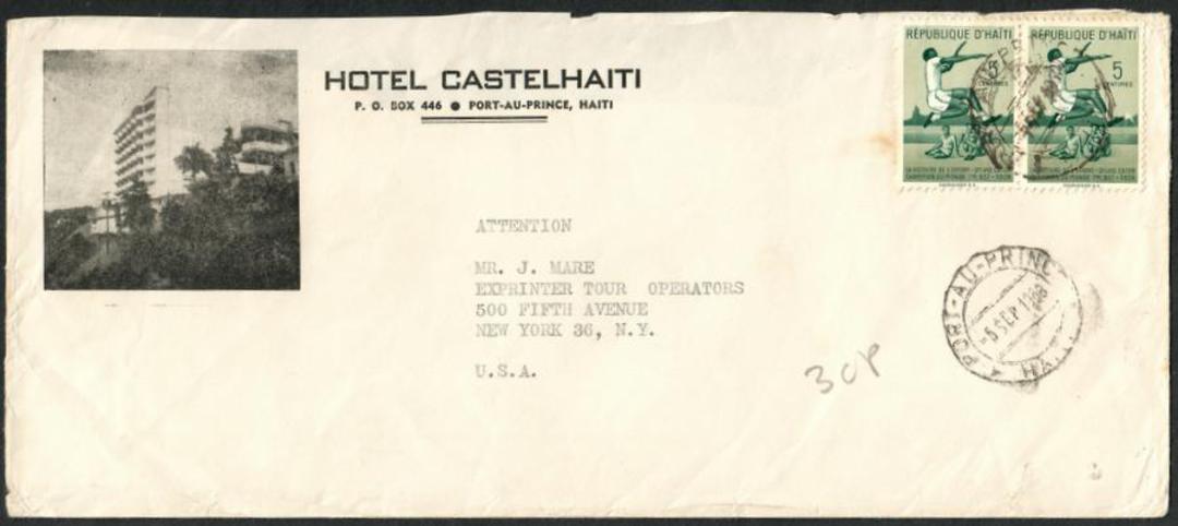 HAITI 1968 Airmail Letter to USA from Hotel CastelHaiti. - 134910 - PostalHist image 0
