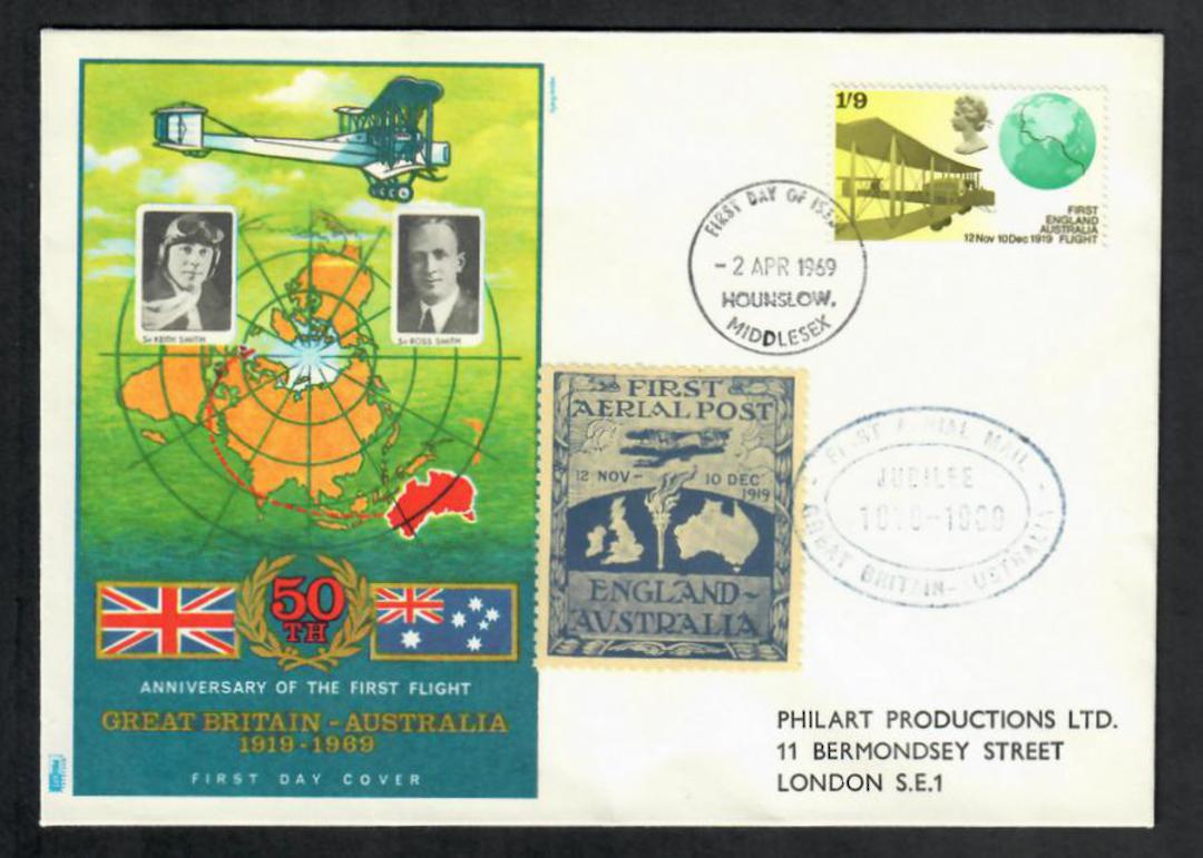 GREAT BRITAIN 1969 50th Anniversary of the First Flight England to Australia. Tied cinderella. - 530121 - PostalHist image 0