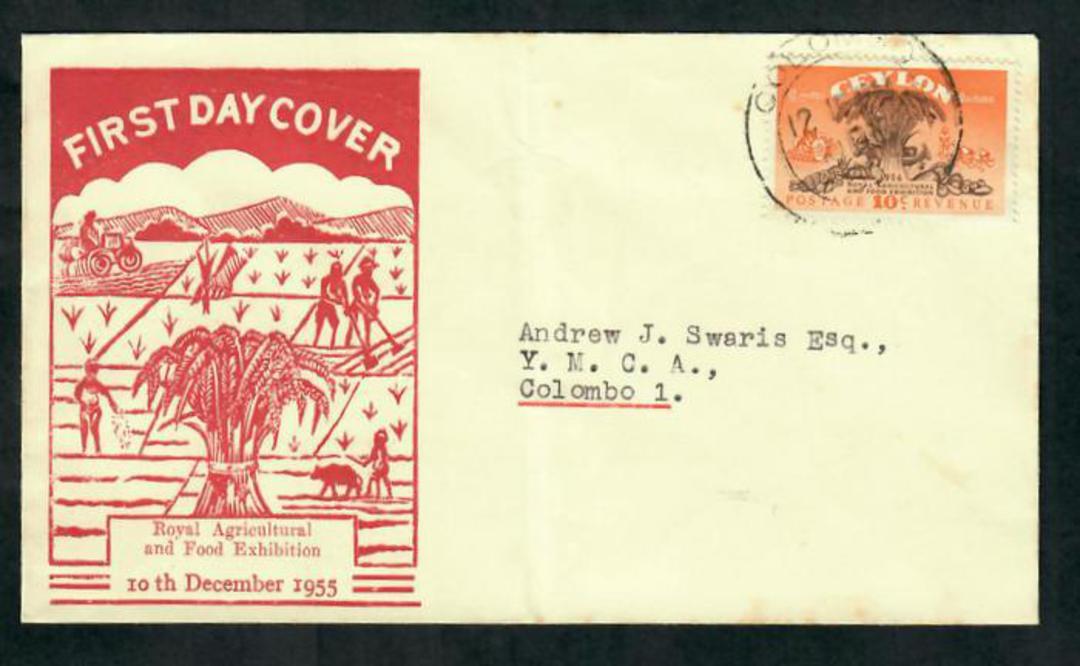 CEYLON 1955 Royal Agricultural Exhibition on first day cover. - 31686 - FDC image 0