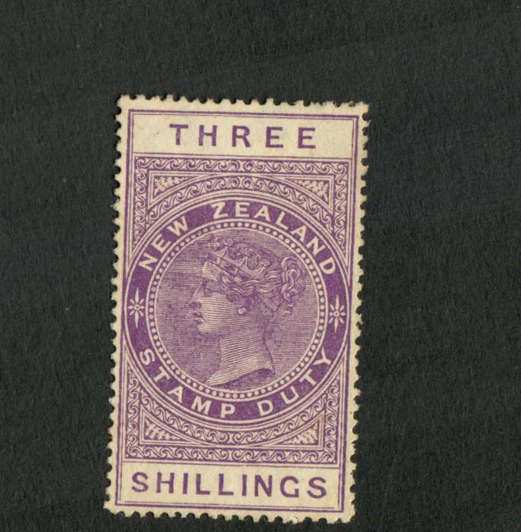 NEW ZEALAND 1882 Victoria 1st Long Type Postal Fiscal 3/- Purple. - 74064 - Mint image 0
