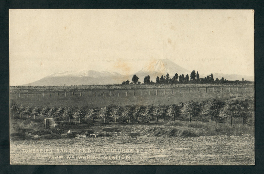 Postcard of Tongariro Range and Ngauruhoe Volcano fromWaimarino Station. - 46832 - Postcard image 0