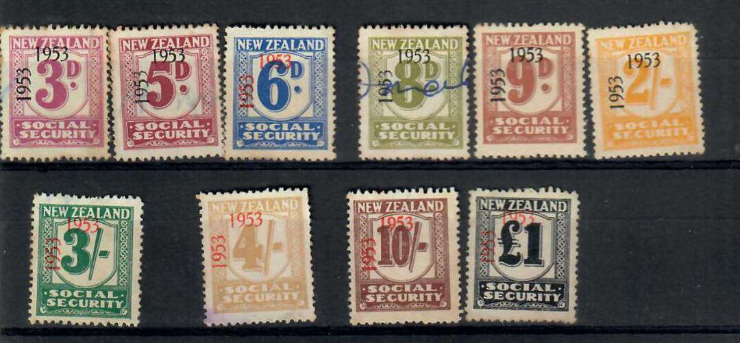 NEW ZEALAND 1953 Wage Tax. 10 values. Includes mainly mint values. - 21700 - Fiscal image 0